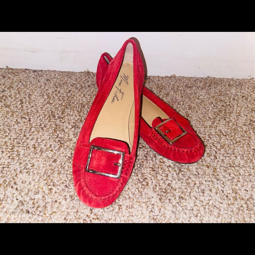 Marc Fisher Loafers Size 8M Orange Channary Buckle Flats Shoes